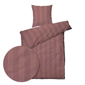 Sengetøj 200x220 - bred satinstrib rosa brun
